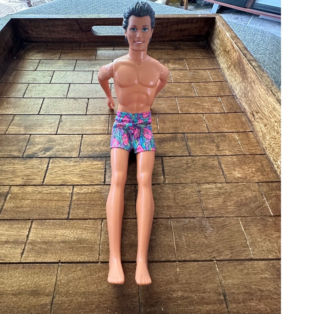Vintage‎ Mattel Ken Doll 1990 Molded Brown head 1968 body  VGUC